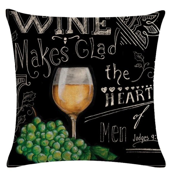 Wine Makes Glad the Hearts of Men Pillow Cover - Picture 1 of 5